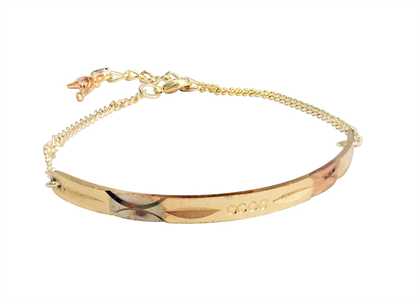 8MM Three Tone Plated Charm Fashion Bangle Bracelet